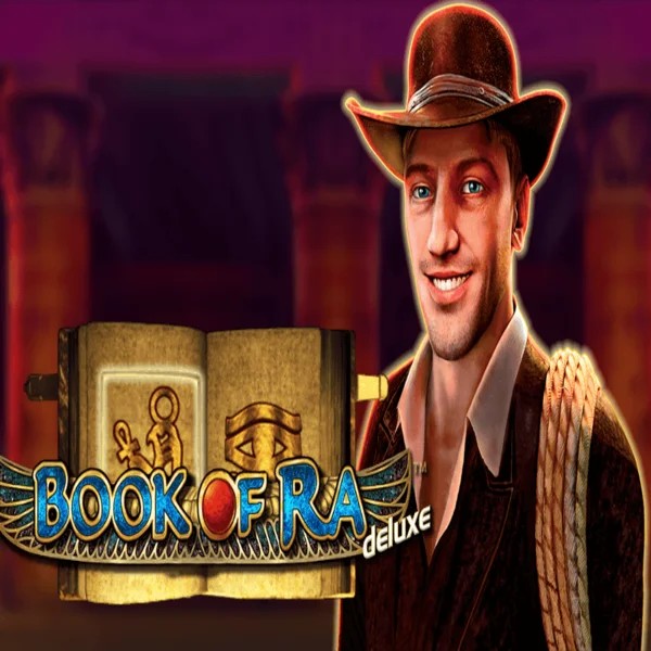 Book of Ra Deluxe online game logo by Novomatic on ice-pl.com.pl